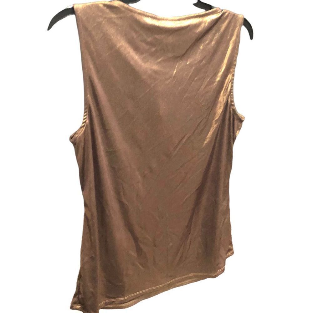 New Premise Studio Antoinette Bronze Gold Foil Dress Tank Top Blouse Large - Picture 5 of 7
